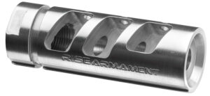 Rise Armament RA701308SLVR RA-701  Silver Stainless Steel with 5/8"-24 tpi Threads & 2.50" OAL 1.35" Diameter for 7.62x51mm NATO AR-Platform