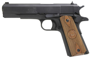 Iver Johnson Arms 1911A19 1911 A1  9mm Luger 9+1 5" Black Steel Barrel, Matte Black Serrated Steel Slide, Matte Black Steel Frame w/Beavertail, Checkered Double Diamond Walnut Grip
