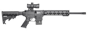 Smith & Wesson 12723 M&P15 Sport OR 22 LR 10+1 16.50" Carbon Steel Barrel, Adjustable 6 Position Stock, M&P100 4MOA Red/Green Dot, A2 Flash Hider, Functioning Charging Handle, 2 Position Safety