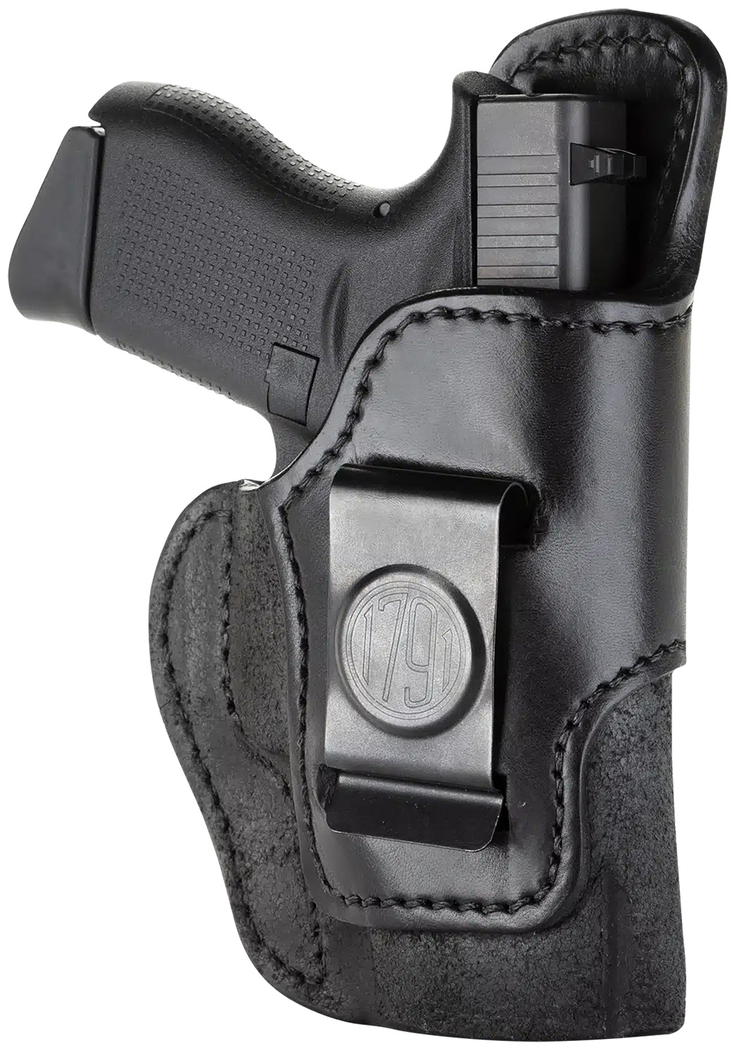 1791 Gunleather RCH3BLKR RCH IWB Size 03 Black Leather Belt Clip Compatible w/Ruger LC9/1911/Glock 43/43X Right Hand