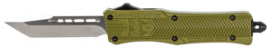 CobraTec Knives SODCTK1STNS CTK-1  Small 2.75" OTF Tanto Plain D2 Steel Blade/OD Green Aluminum Handle Features Glass Breaker Includes Pocket Clip