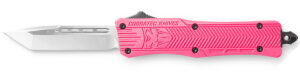 CobraTec Knives SPKCTK1STNS CTK-1  Small 2.75" OTF Tanto Plain D2 Steel Blade/Pink Aluminum Handle Features Glass Breaker Includes Pocket Clip