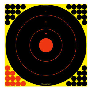 Birchwood Casey 34186 Shoot-N-C Reactive Target Self-Adhesive Paper Black/Yellow/Red 12" Bullseye 12 Pack
