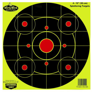 Birchwood Casey 35925 Dirty Bird  12" Bullseye Paper Hanging Pistol/Rifle Black/Yellow 25 Per Pkg