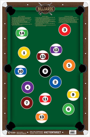 Action Target GSPOOL100 Entertainment Pool Table Paper Hanging 23" x 35" Multi-Color 100 Per Box