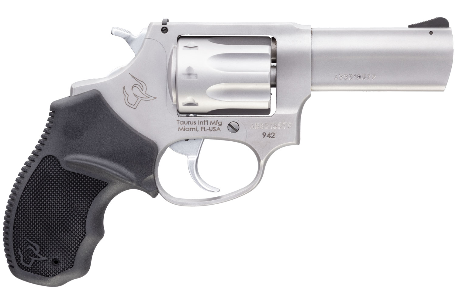Taurus 2942039 942 22 LR 8rd 3" Barrel, Overall Matte Finish Stainless Steel & Finger Grooved Black Polymer Grip