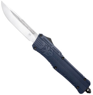 CobraTec Knives LNYCCTK1LDNS CTK-1 Large 3.75" OTF Drop Point Plain D2 Steel Blade/NYPD Blue Aluminum Handle Features Glass Breaker Includes Pocket Clip