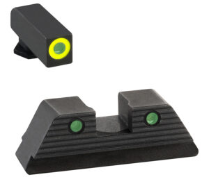 AmeriGlo GL821 Trooper Sight Set for Glock  Green Tritium LumiGreen Outline Front Sight-Green Tritium Black Outline Rear Sight