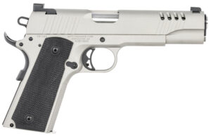 Auto-Ordnance 1911TCAC6 1911 A1  45 ACP 7+1 5" Savage Silver Cerakoate, Serrated/Ported Slide,  Black Rubber Grips, Fixed 3-Dot Combat Day Sights