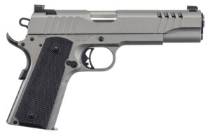 Auto-Ordnance 1911TCAC6N 1911 A1  45 ACP 7+1 5" Savage Silver Cerakoate, Serrated/Ported Slide,  Black Rubber Grips, TruGlo Night Sights