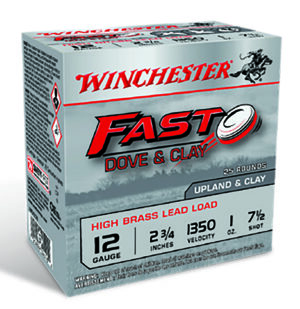 Winchester Ammo WFD127B Fast Dove & Clay High Brass 12Gauge 2.75" 1oz 7.5Shot 25 Per Box/10 Case