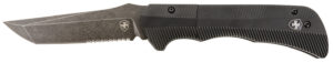 Templar Knife AAABK521 Auto Assist 3.50" Folding Tanto Part Serrated Black Oxide Stonewashed Powder Coated D2 Steel Blade/ 4.25" Aged Aluminum Handle