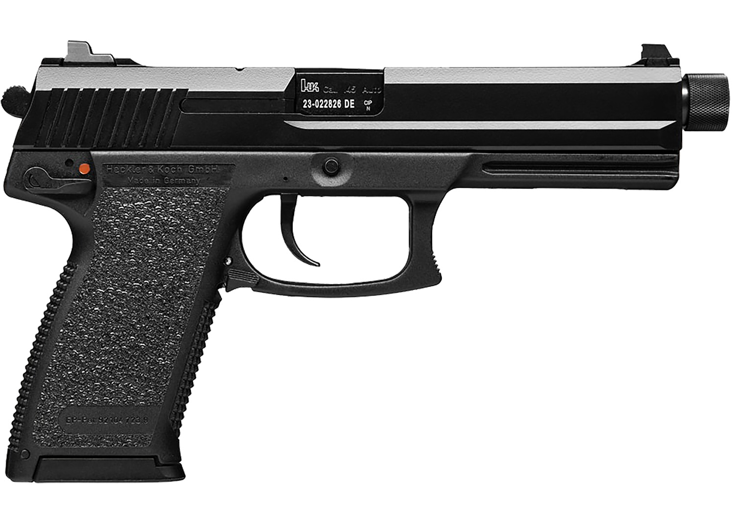 HK 81000078 Mark 23 45 ACP 12+1 5.87" Black Steel Threaded Barrel, Serrated Steel Slide, Polymer Frame, Black Polymer Grip, Ambidextrous