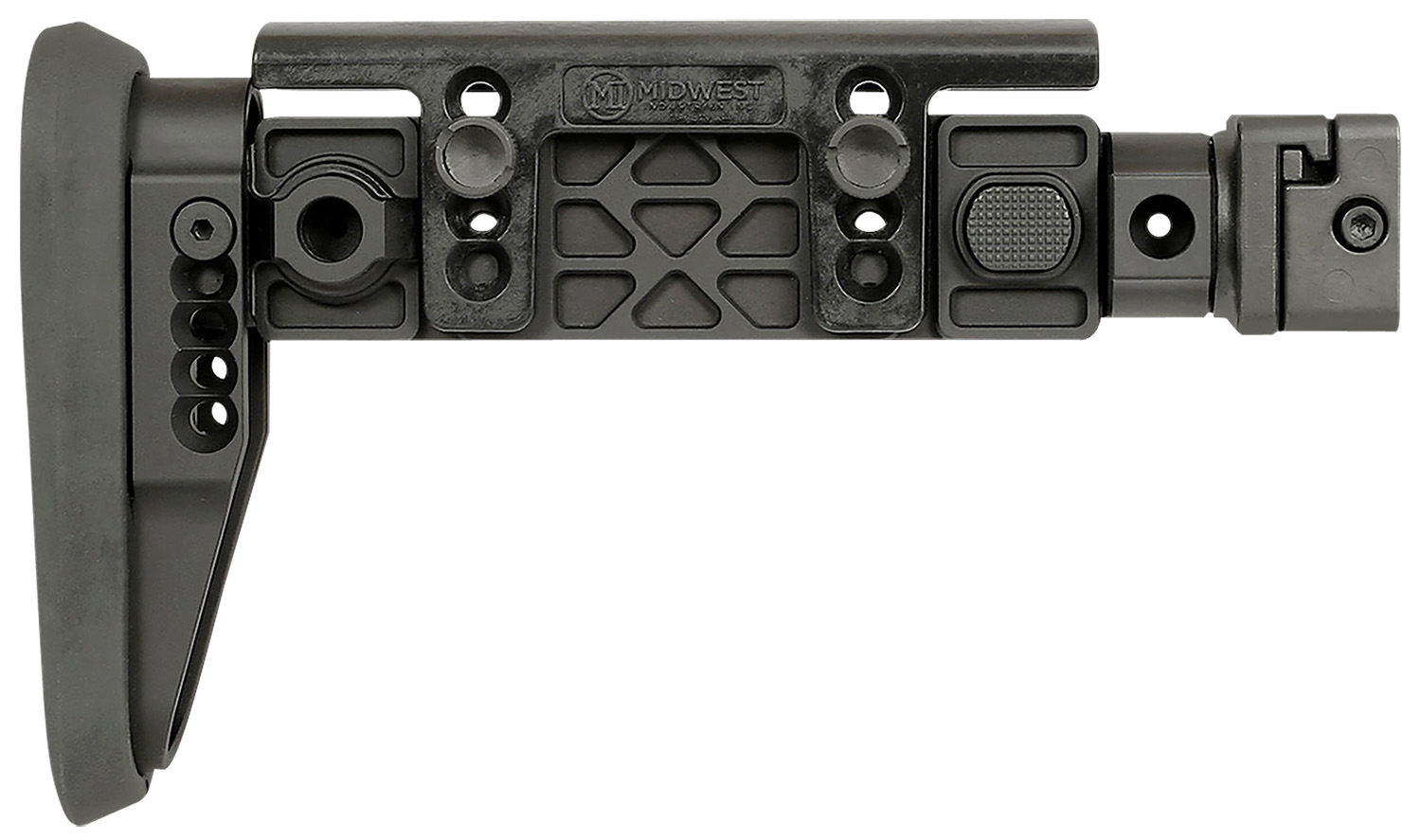 Midwest Industries MIAKALPHAFS Alpha Folding Stock Black Synthetic Side Folding Stock with Adjustable Cheekrest, Compatible w/ 1913 Picatinny Rail Adapter for AK-Platform