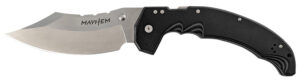 Cold Steel CSFL60DPLM Mayhem  6" Folding Clip Point Modified Cleaver Plain Satin AUS-10A SS Blade/7.20" Black Contoured G10 Handle Includes Pocket Clip