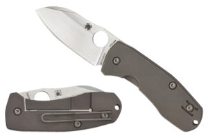 Spyderco C158TIP2 Techno 2 2.52" Folding Sheepsfoot Plain CTS XHP Steel Blade/Matte Stonewashed Titanium Handle Includes Pocket Clip