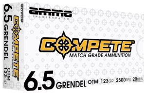 Ammo Inc 65GR123BTHPA20 Compete 6.5Grendel 123gr Open Tip Match 20 Per Box/10 Case