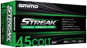 Ammo Inc 45C250TMCSTRKGRN50 Streak Visual (GREEN)  45Colt 250gr Total Metal Case 50 Per Box/20 Case