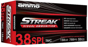 Ammo Inc 38158TMCSTRKRED50 Streak Visual (RED)  38Special 158gr Total Metal Case 50 Per Box/20 Case