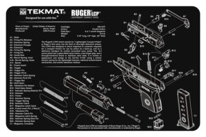 TekMat TEKR17RUGERLCP Ruger LCP Cleaning Mat Black/White Rubber 11"x17" Ruger LCP Parts Diagram