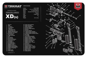 TekMat TEKR17XDS Springfield Armory XDs Cleaning Mat Black/White Rubber 11"x17" Springfield XDs Parts Diagram