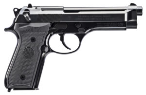 Beretta USA J92SB15 92SB Repro 50th Anniversary 9mm Luger 15+1 4.90" Blued Barrel, Polished Blued Engraved/Serrated Slide, Polished Anodized Aluminum Frame w/Beavertail, Black G10 Grip