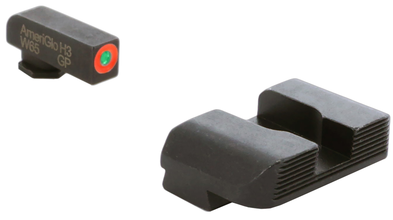 AmeriGlo GL434 Protector Sight Set for Glock Green Tritium Orange Outline Front Sight-Black Serrated Rear Sight