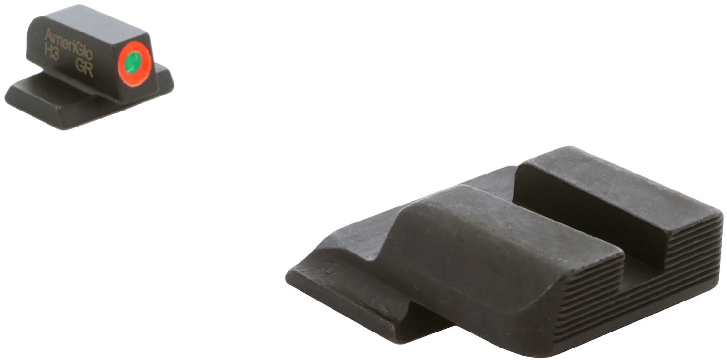 AmeriGlo SW433B Protector Sight Set for Smith & Wesson M&P Green Tritium Orange Outline Front Sight-Black Serrated Rear Sight