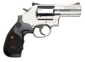 Smith & Wesson 150853 Model 686 Plus 357 Mag 7rd Shot 3" Satin Stainless Steel Barrel, Cylinder & Frame, Black/Silver Custom Wood Grip