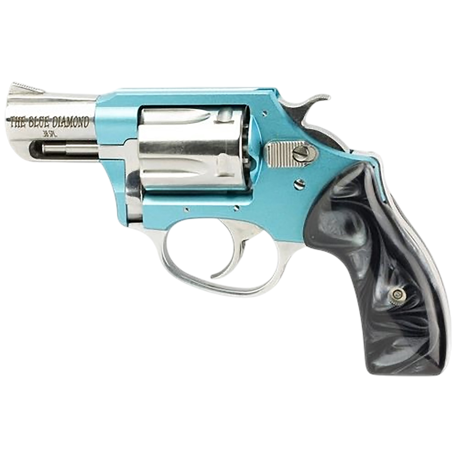 Charter Arms 53879 Undercover Lite Blue Diamond 38 Special 5rd 2" Hi-Polished Stainless Barrel/Cylinder, Aluminum Frame w/Blue Diamond Finish, Finger Grooved Black Rubber Grip