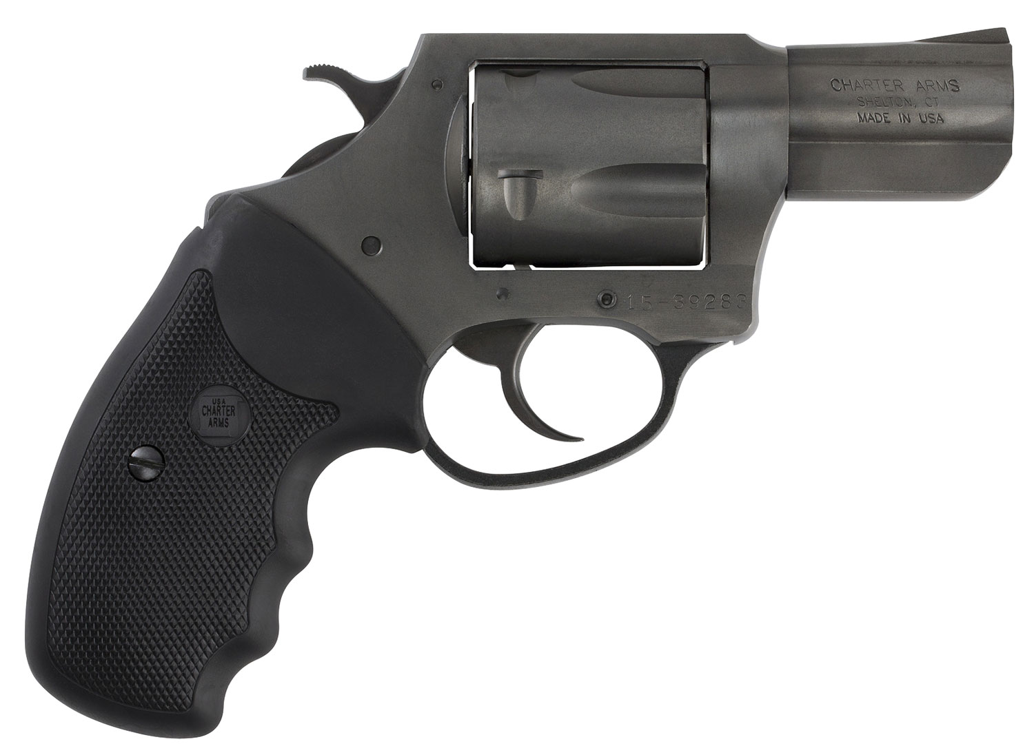 Charter Arms 64420 Bulldog Large 44 S&W Spl 5 Shot, 2.50" Black Nitride Steel Barrel, Cylinder & Frame w/Black Finger Grooved Rubber Grip, Exposed Hammer