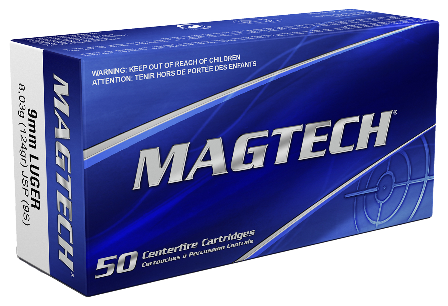 Magtech 9S Range/Training 9mmLuger 124gr Jacketed Soft Point 50 Per Box/20 Case