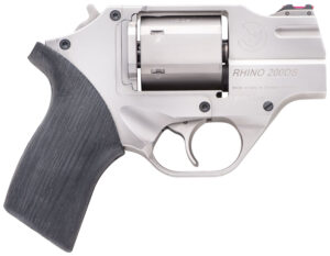 Chiappa Firearms CF340218 Rhino 200DS Small Frame 357 Mag 6 Shot 2" Nickel-Plated Steel Barrel & Cylinder, Nickel-Plated Aluminum Frame, Black Rubber Grip, Concealed Hammer
