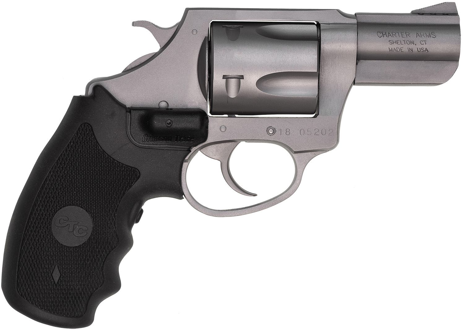 Charter Arms 73524 Mag Pug Large 357 Mag, 5 Shot 2.20" Matte Stainless Steel Barrel, Cylinder & Frame w/Black Crimson Trace Laser Grip