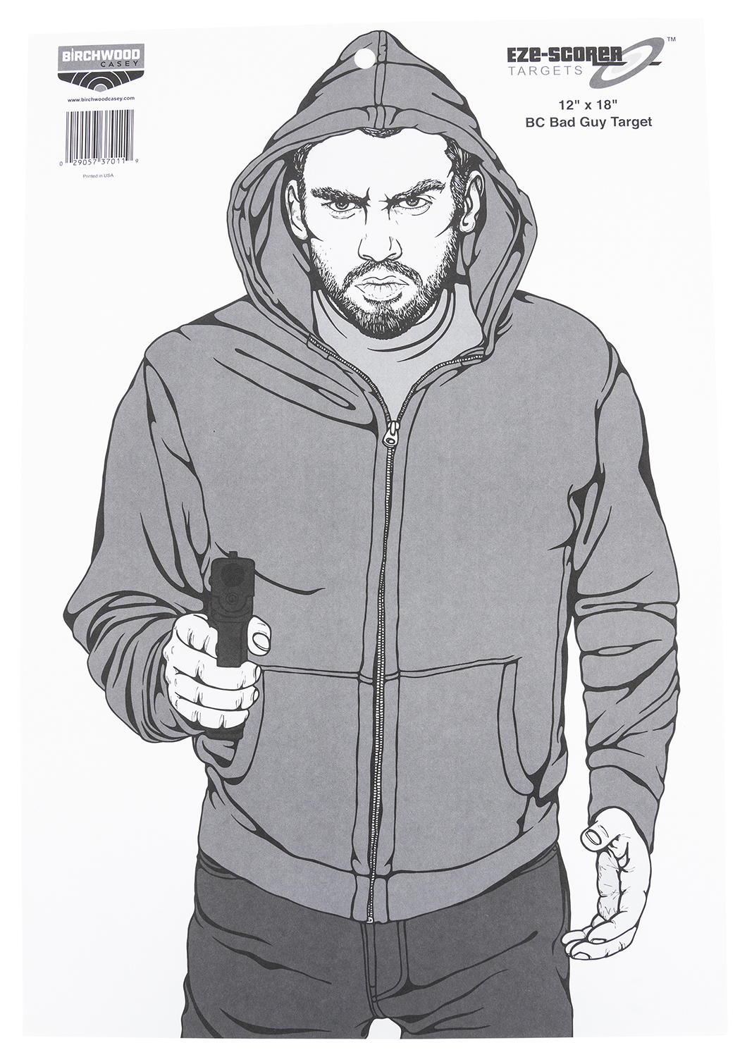 Birchwood Casey 37011 EZE-Scorer Silhouette Hanging Paper 12" x 18" Gray/White Pkg of 100