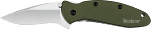 Kershaw 1620OL Scallion 2.40" Folding Drop Point Plain Bead Blasted 420HC SS Blade Olive Drab Anodized Aluminum Handle Includes Pocket Clip