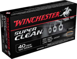 Winchester Ammo W40SWLF Super Clean 40S&W 120gr Lead Free Full Metal Jacket 50 Per Box/10 Case