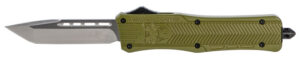 CobraTec Knives MODCTK1MTNS CTK-1  Medium 3" OTF Tanto Plain D2 Steel Blade/OD Green Aluminum Handle Features Glass Breaker Includes Pocket Clip