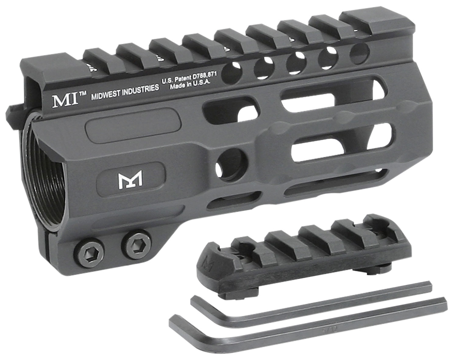 Midwest Industries MICRM45 Combat Black Hardcoat Anodized 6061-T6 Aluminum 4.50" Picatinny/M-LOK