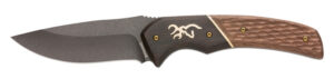 Browning 3220397 Hunter Large 3.63" Fixed Drop Point Plain Black Oxide Stonewashed 440C SS/Blade Brown Jigged Walnut Handle Includes Sheath