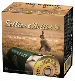 Sellier & Bellot SB12BSF Hunting  12Gauge 2.75" 12Pellets 1 1/8oz 1Buck Shot 25 Box/10 Case