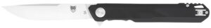 CobraTec Knives CTMONBLK Monarch  3.50" Folding Plain Satin D2 Steel Blade, 4.75" Black G10 Handle
