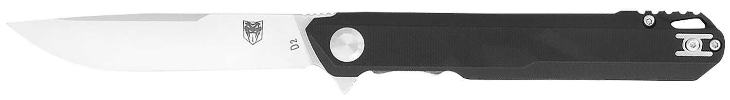 CobraTec Knives CTMONBLK Monarch 3.50" Folding Plain Satin D2 Steel Blade, 4.75" Black G10 Handle
